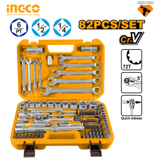 82 PCS 1/4"&amp;1/2" SOCKET SET HKTS42802