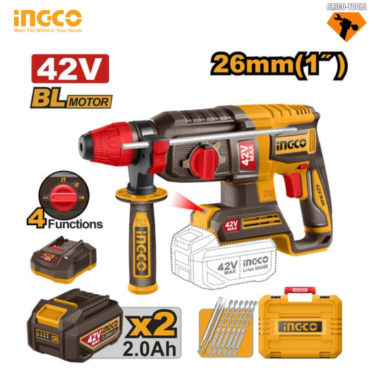 BRUSHLESS HAMMER DRILL 42V INGCO CRHLI422682