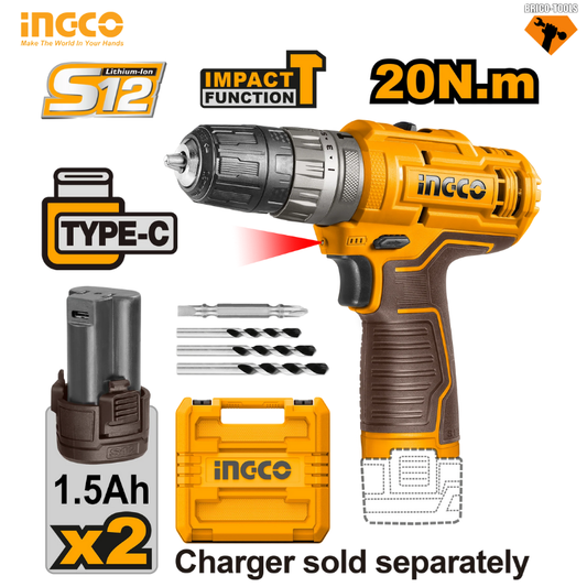 PERCEUSE VISSEUSE SANS FIL 12V LITHIUM-ION INGCO CIDLI12202