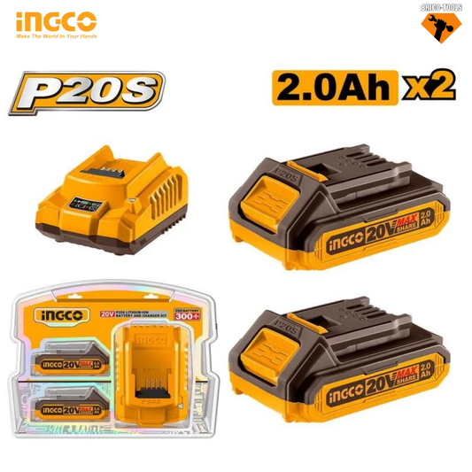 PACK 2 BATTERIE 20V 2.0AH + CHARGEUR  INGCO FBCPK1222