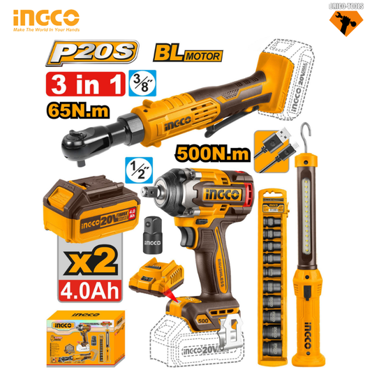 PACK 20V INGCO 2 CLE A CHOC BRUSHLESS COSLI240461