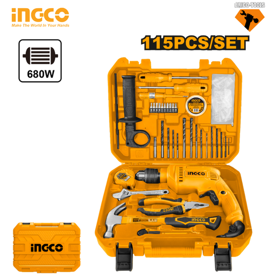COFFRE 115PCS PERCEUSE 680W INGCO HKTHP11151