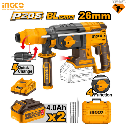 MARTEAUX INGCO 20V 2-BATTERIE 4AH DOUBLE MONDRIAN CRHLI202289