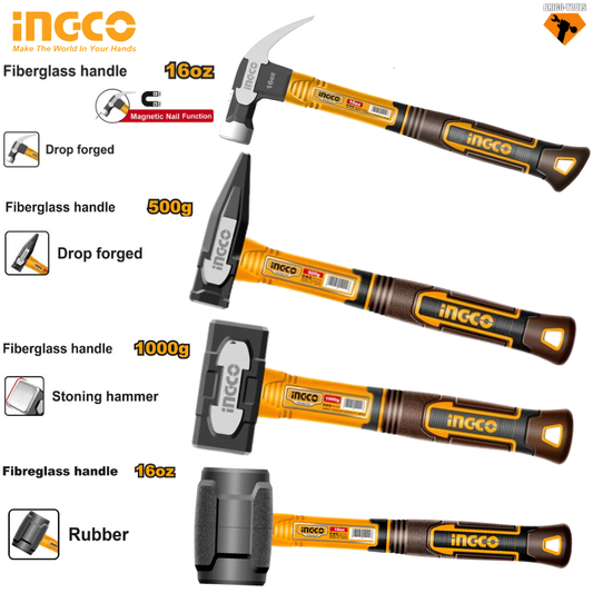 Ensemble de 4 marteaux professionnels HCH9004 - Outils essentiels pour la construction et le bricolage